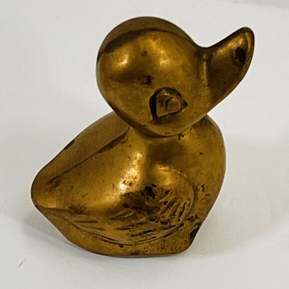 Brass Duck Baby Duckling Miniature Small Figurine Shelf Collectible Knick nack - Picture 12 of 12